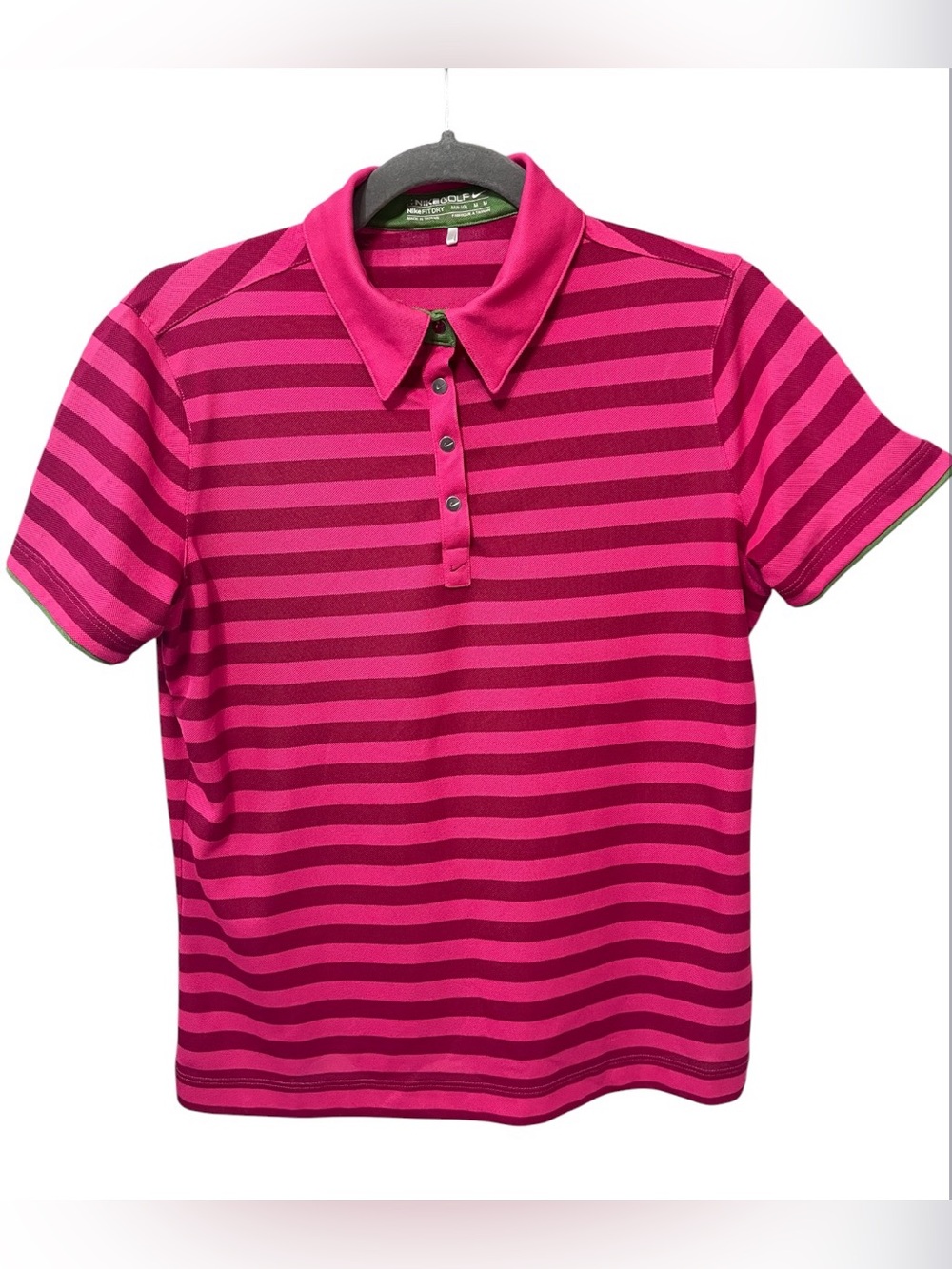 Nike Golf Dri-FIT Women’s Striped Polo Shirt | Size Medium (8-10) | Pink